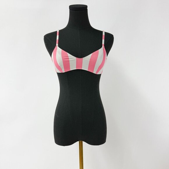 SOLID AND STRIPED SWIM PINK AND WHITE BIKINI TOP FRENCH PINK STRIPE BIKINI TOP - Picture 3 of 5